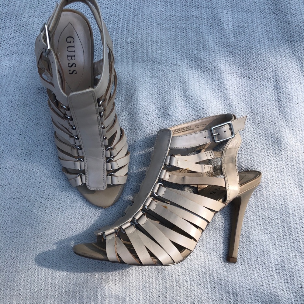 GUESS Nude Strappy Heels